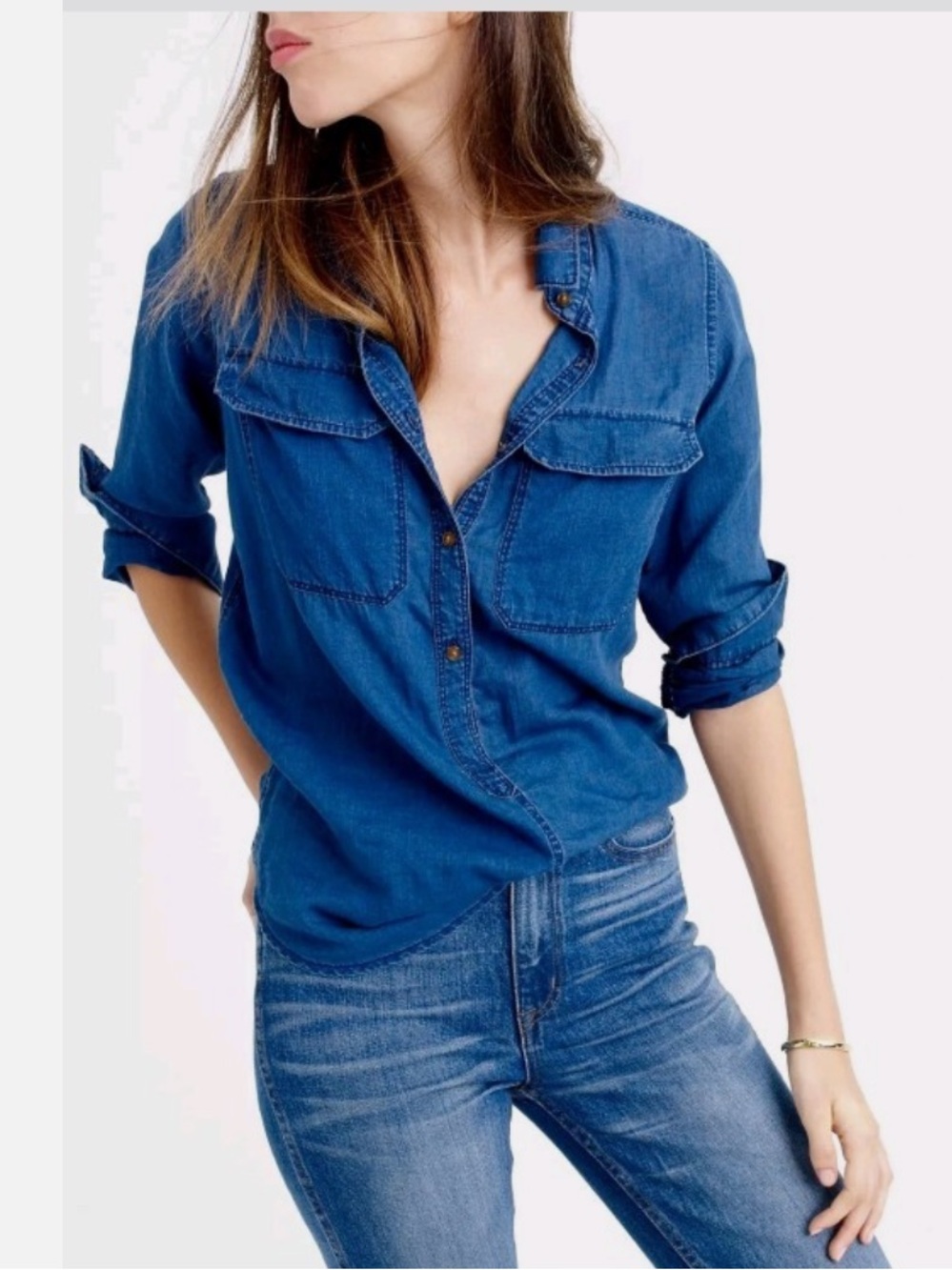 J. CREW indigo cotton gauze button front shirt NEW NWT Size 10